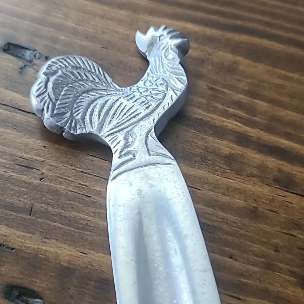 Pewter Silver Rooster Handle Salad Servers